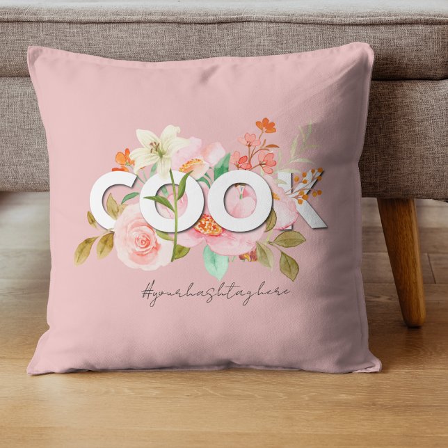Cute vattencolor blommigt COOK personifierad Kudde (Skapare uppladdad)