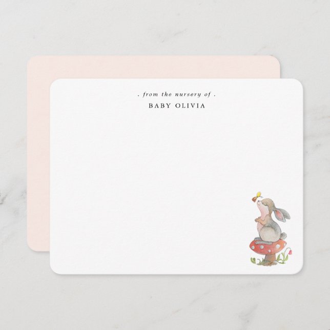Cute Vattencolor Bunny Flicka Tack Kort (Fram/baksida)
