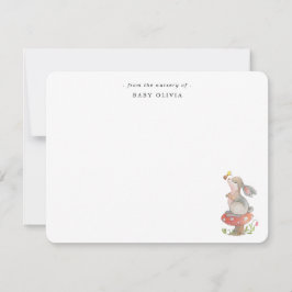 Cute Vattencolor Bunny Flicka Tack Kort