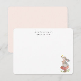 Cute Vattencolor Bunny Flicka Tack Kort