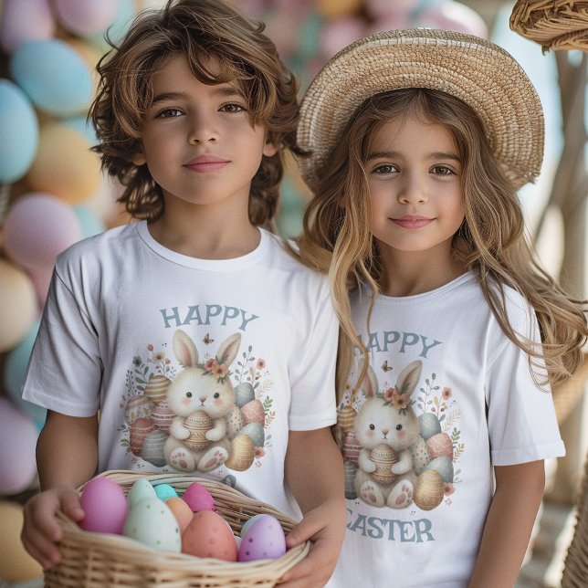Cute Vattencolor Bunny Påsk anpassade Kids T Shirt (Cute watercolor Bunny Easter customizable Kids T-Shirt)