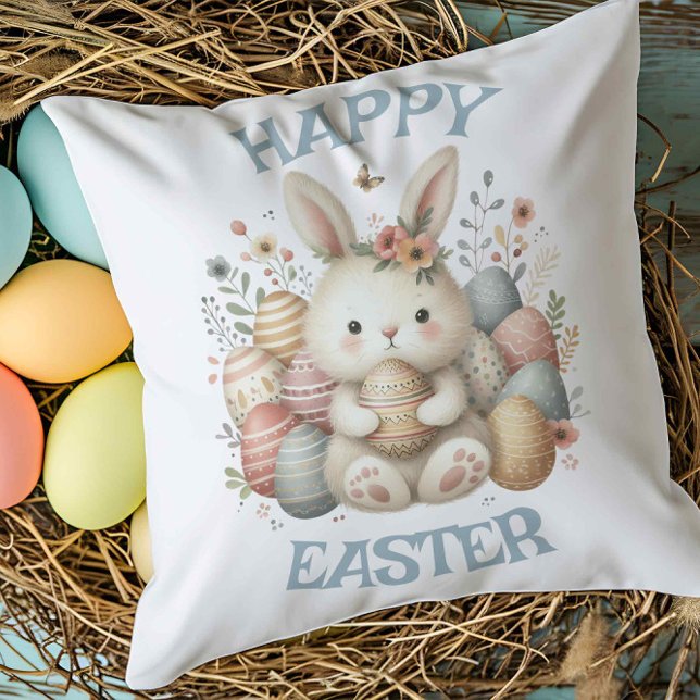 Cute Vattencolor Bunny Påsk anpassade Kudde (Cute watercolor Bunny Easter customizable Cushion)