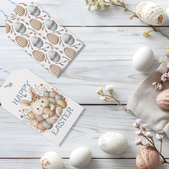 Cute Vattencolor Bunny Påsk anpassade Presentetikett (Cute watercolor Bunny Easter customizable Gift Tags)