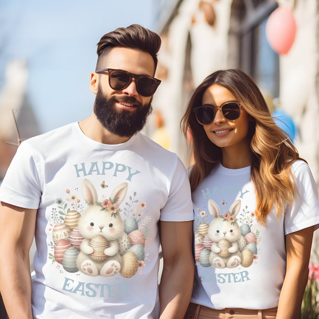 Cute Vattencolor Bunny Påsk anpassade T Shirt (Cute watercolor Bunny Easter customizable T-Shirt)