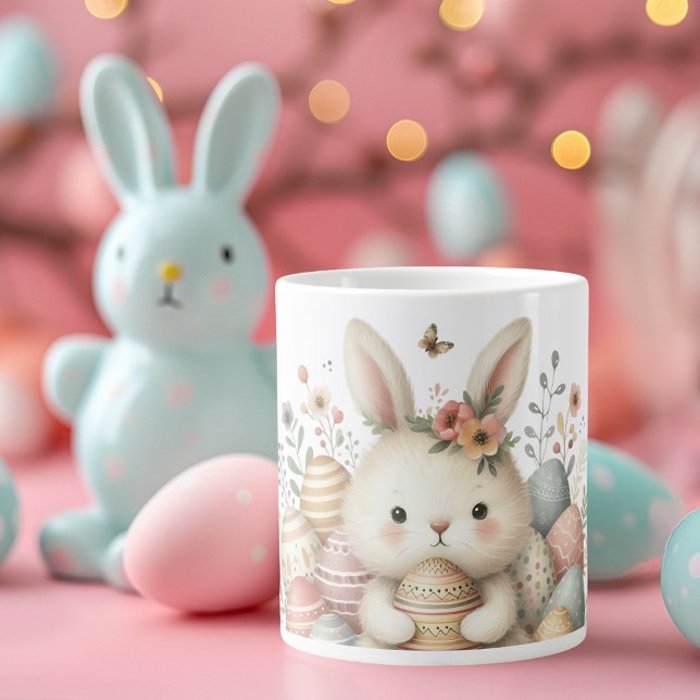 Cute Vattencolor Bunny Påsk Jumbo Mugg (Cute watercolor Bunny Easter Large Coffee Mug)