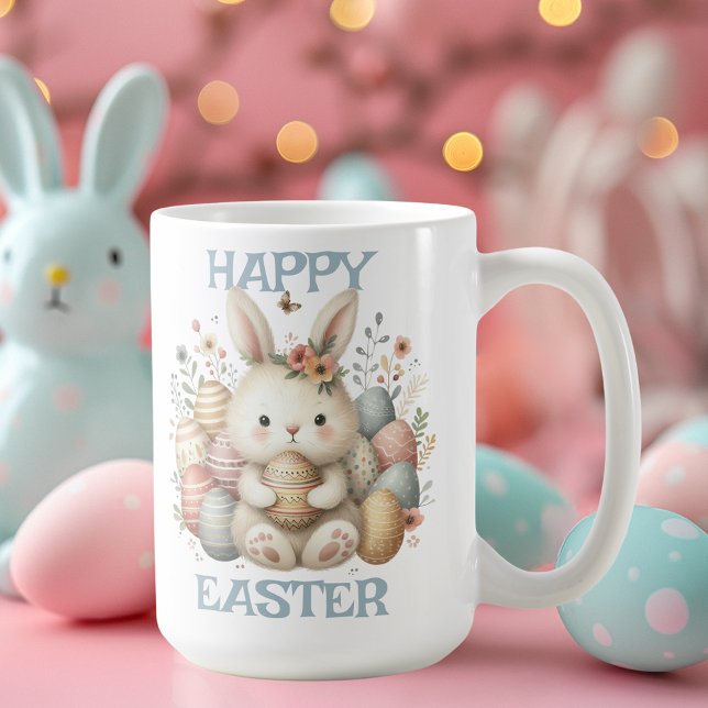 Cute Vattencolor Bunny Påsk Kaffemugg (Cute watercolor Bunny Easter Coffee Mug)
