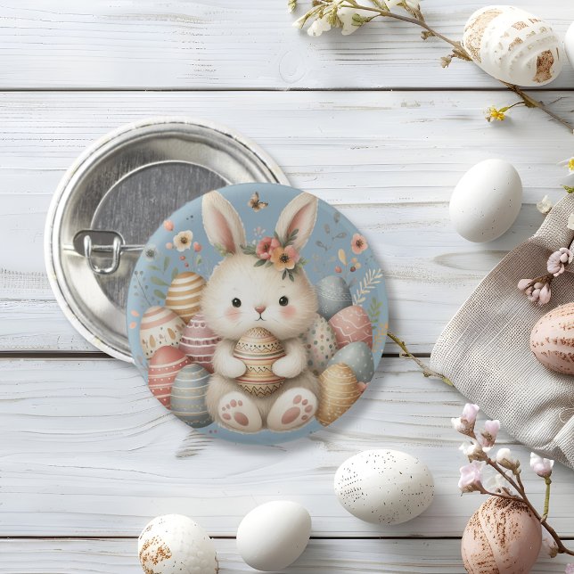 Cute Vattencolor Bunny Påsk Knapp (Cute watercolor Bunny Easter 3 Cm Round Badge)