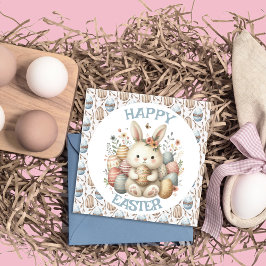Cute Vattencolor Bunny Påsk-platta gratulationskor