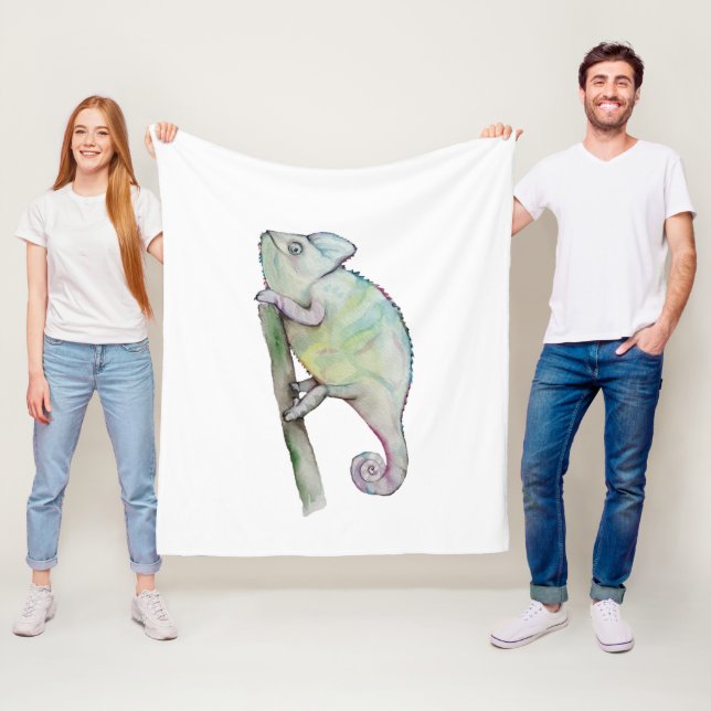 Cute Vattencolor chameleon Fleecefilt (På plats)