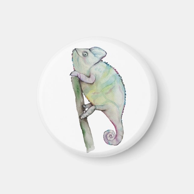 Cute Vattencolor chameleon Magnet (Framsidan)