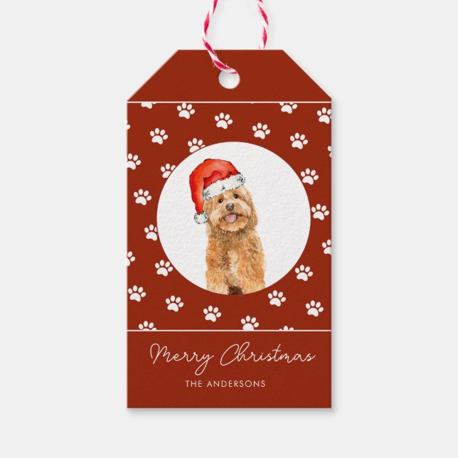 Cute Vattencolor Golden doodle-julklapp Presentetikett (Framsidan)