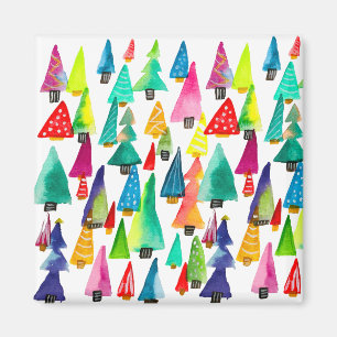 Cute vattencolor Julgranar Magnet