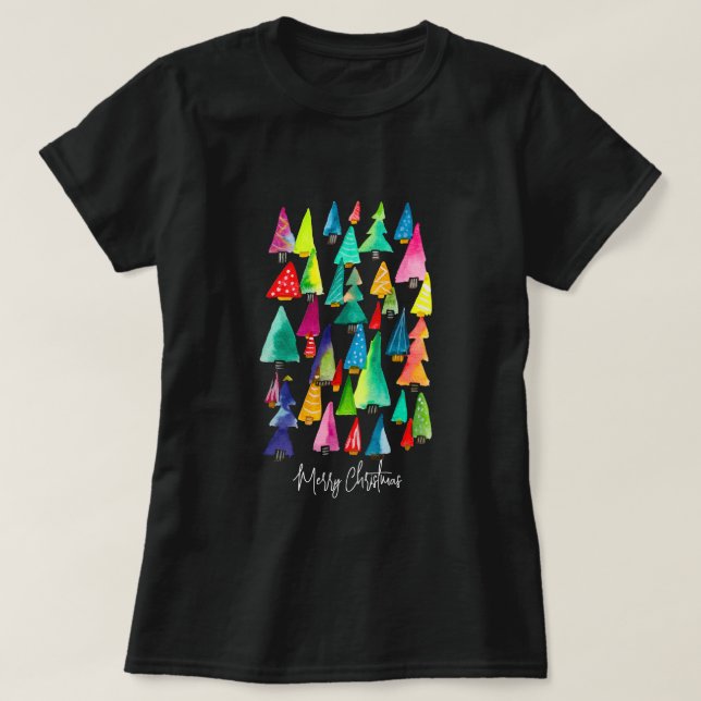 Cute vattencolor Julgranar T Shirt (Design framsida)