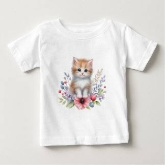 Cute Vattencolor kattunge T-kort T Shirt