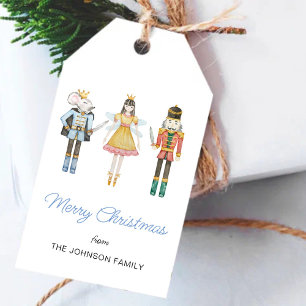 Cute vattencolor Nutcracker-Juletiketter Presentetikett