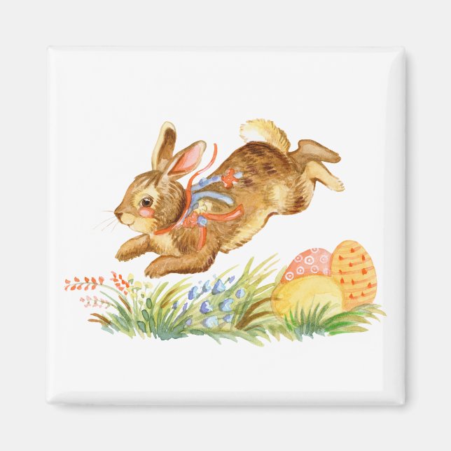 Cute Vattencolor påsk kanin Magnet (Framsidan)