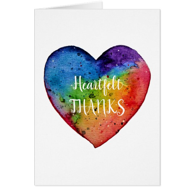 Cute vattencolor Rainbow Heart Hälsningskort (Framsidan)