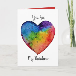 Cute vattencolor Rainbow Heart Helgkort
