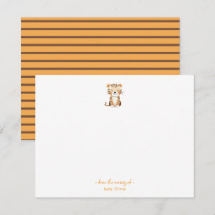 Cute Vattencolor Tiger Pojke Tack Kort