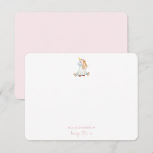 Cute Vattencolor unicorn Flicka Tack Kort