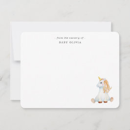 Cute Vattencolor Unicorn Flicka Tack Kort