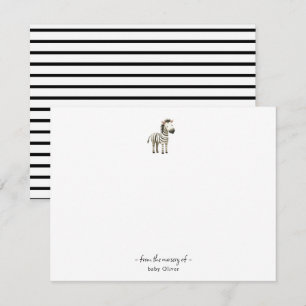 Cute Vattencolor Zebra Baby Tack-kort Tack Kort