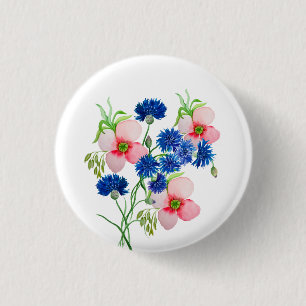 Cute Vattenfärgkornblommor Knapp
