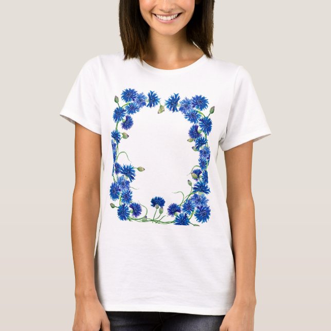 Cute Vattenfärgkornblommor T Shirt (Framsida)