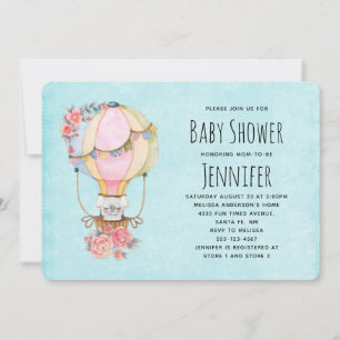 Cute Vattenfärgsballong Baby Shower Inbjudan