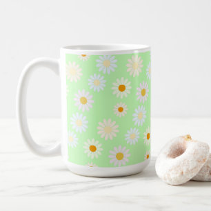 Cute vattenfärgsfärgad Daisy Mönster Grönt Kaffemugg