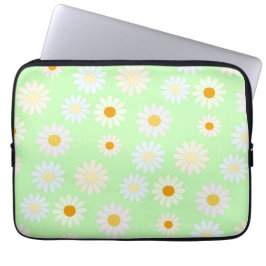 Cute vattenfärgsfärgad Daisy Mönster Grönt Laptop Fodral