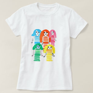 Cute vattenfärgsflickor funky modern konst t shirt