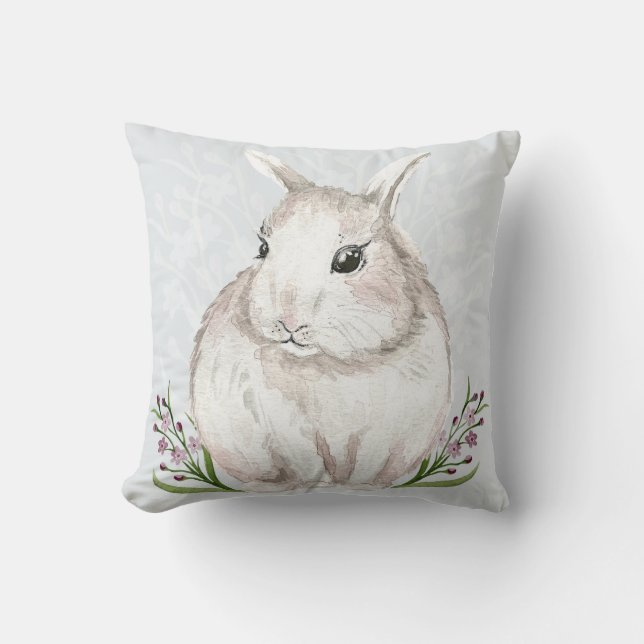 Cute vattenfärgskanin kudde (Framsida)
