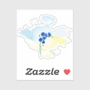 Cute vattenfärgskornblommor på blått och gult bas klistermärken