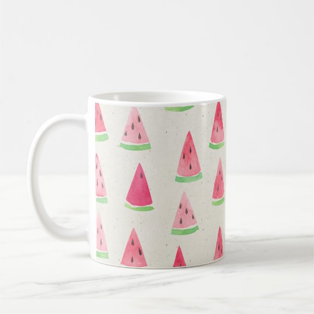 Cute Vattenmelon: Sömlös vattenfärg mönster. Kaffemugg (Vänster)