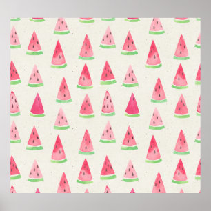 Cute Vattenmelon: Sömlös vattenfärg mönster. Poster