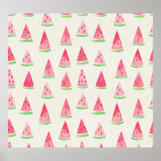 Cute Vattenmelon: Sömlös vattenfärg mönster. Poster (Framsidan)