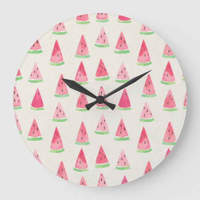 Cute Vattenmelon: Sömlös vattenfärg mönster. Stor Klocka (Framsida)