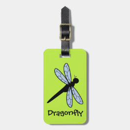 Cute Vector Dragonfly (Gröntens bakgrund) Bagagebricka