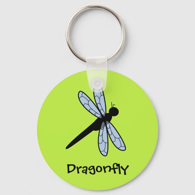 Cute Vector Dragonfly (Gröntens bakgrund) Nyckelring (Framsida)