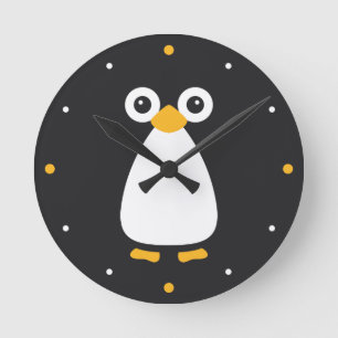 Cute Vector Penguin Rund Klocka
