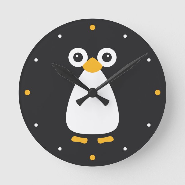 Cute Vector Penguin Rund Klocka (Framsida)
