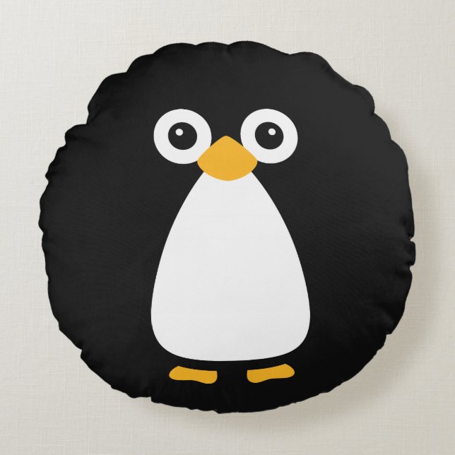 Cute Vector Penguin Rund Kudde (Framsidan)
