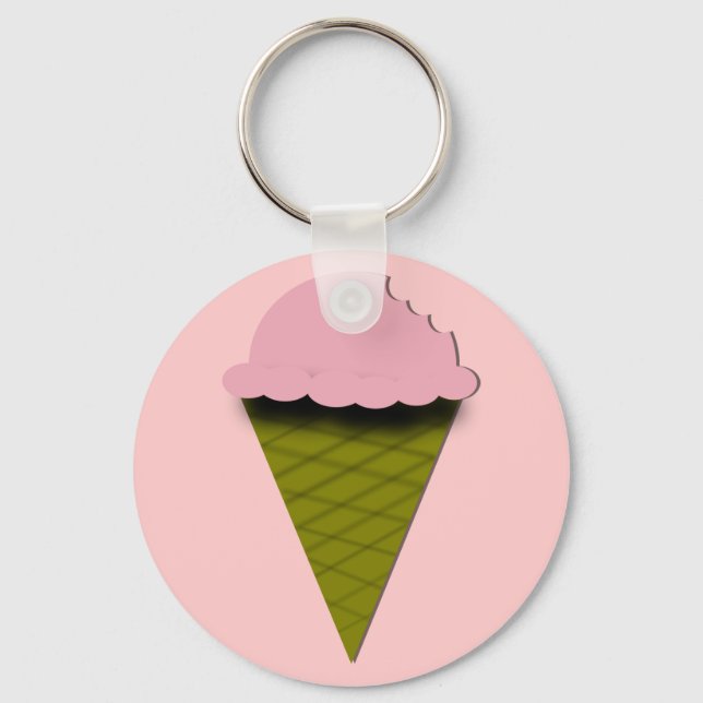 Cute Vector Strawberry Ice Cream Nyckelring (Framsida)