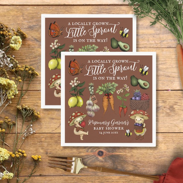 Cute Veg Locally Grown Little Sprout Baby Shower Pappersservett (Skapare uppladdad)