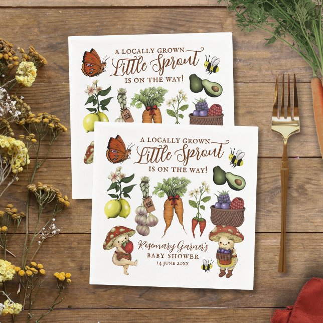 Cute Veg Locally Grown Little Sprout Baby Shower Pappersservett (Skapare uppladdad)