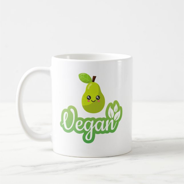 Cute Vegan Funny Gift Coffee Mugg (Vänster)