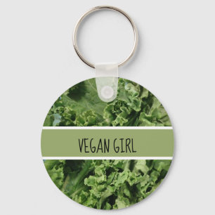 Cute Vegan Girl Grönt Kale Nyckelring