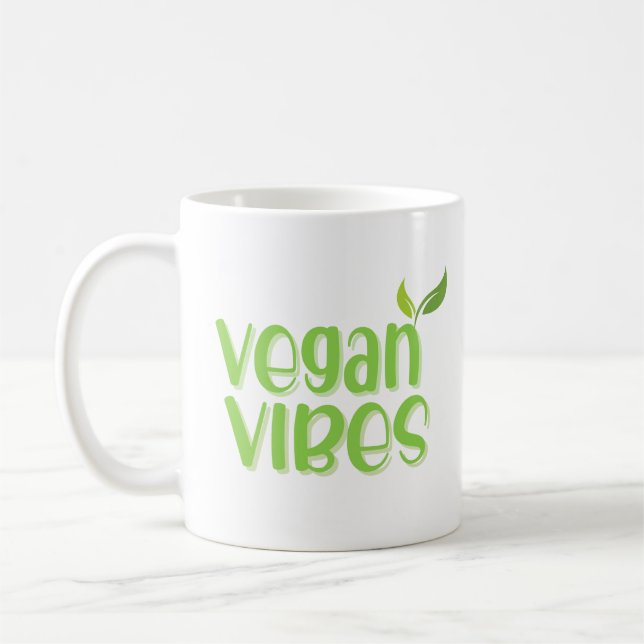 Cute Vegan Vibes Funny Quote Coffee Mugg (Vänster)