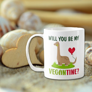 Cute Vegantine Dinosaur, Alla hjärtans dag Kaffemugg